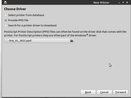 Choose PPD driver for UvA printer ubuntu linux